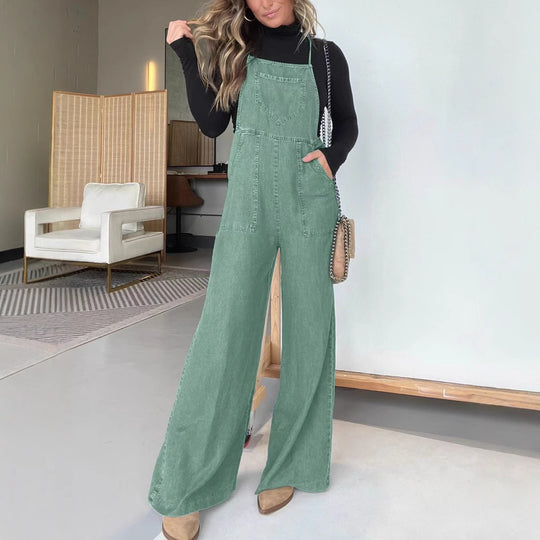 Fashion Denim Wide Leg Jumpsuit Women - Onouthati