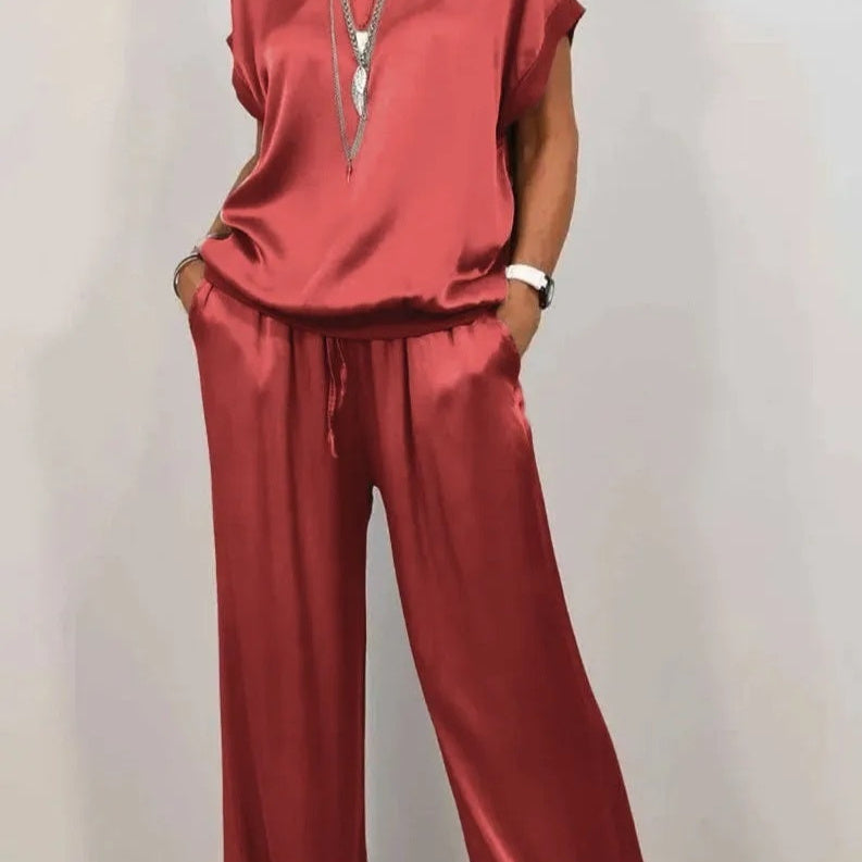 Trendy Loose Shirt Wide Leg Pants Casual Suit Women - Onouthati