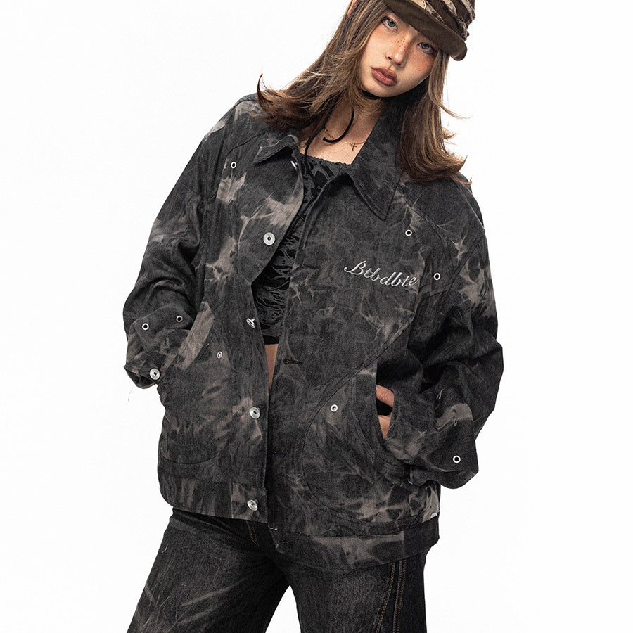 Tie-dyed Embroidered Denim Coat For Women - Onouthati