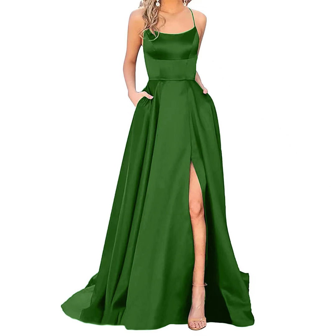 Solid Color Long Slimming And Shoulder Hollow Girlfriends Fashion Bridesmaid Party Dress - Onouthati