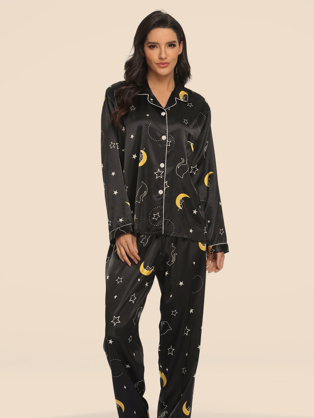 Two-piece Stretch Satin Home Wear Pajamas Women - Onouthati