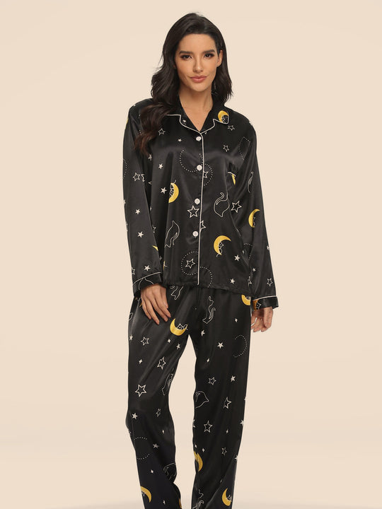 Two-piece Stretch Satin Home Wear Pajamas Women - Onouthati