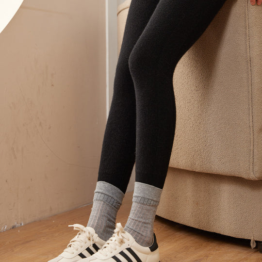 Cashmere Drawstring Tights Women's Inner Wear High Waist Slim Fit Leggings - Onouthati