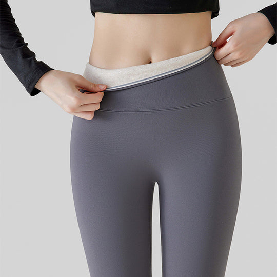 High Waist Cashmere Leggings Winter Warm Solid Plush Pants Fashion Slim Trousers Women Clothing - Onouthati
