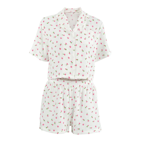 Thin Cotton Printed Comfortable Loose Breathable Short-sleeved Shorts Summer Pajamas Home Wear For Women - Onouthati