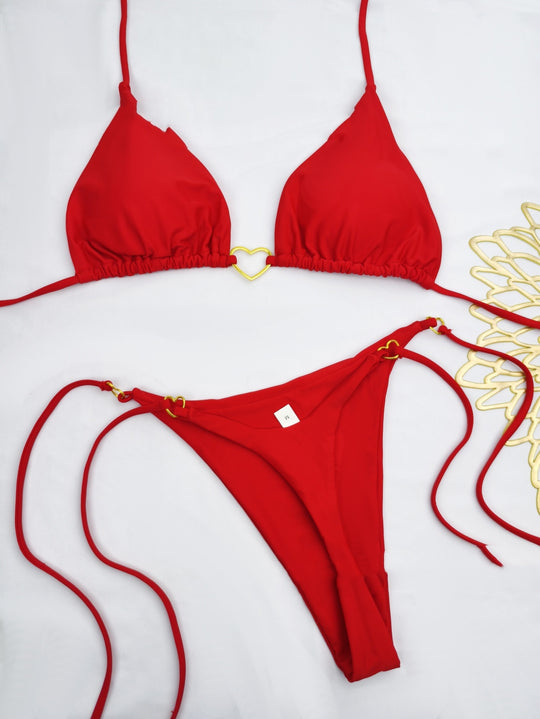 European And American Lace Up Split Swimsuit Set Women's Bikini Swimsuit - Onouthati