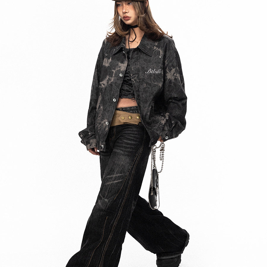 Tie-dyed Embroidered Denim Coat For Women - Onouthati