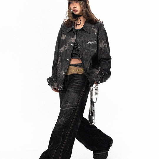 Tie-dyed Embroidered Denim Coat For Women - Onouthati