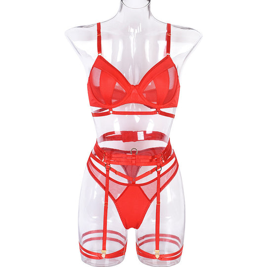 Push Up Hollow Mesh Four-piece Set For Women - Onouthati