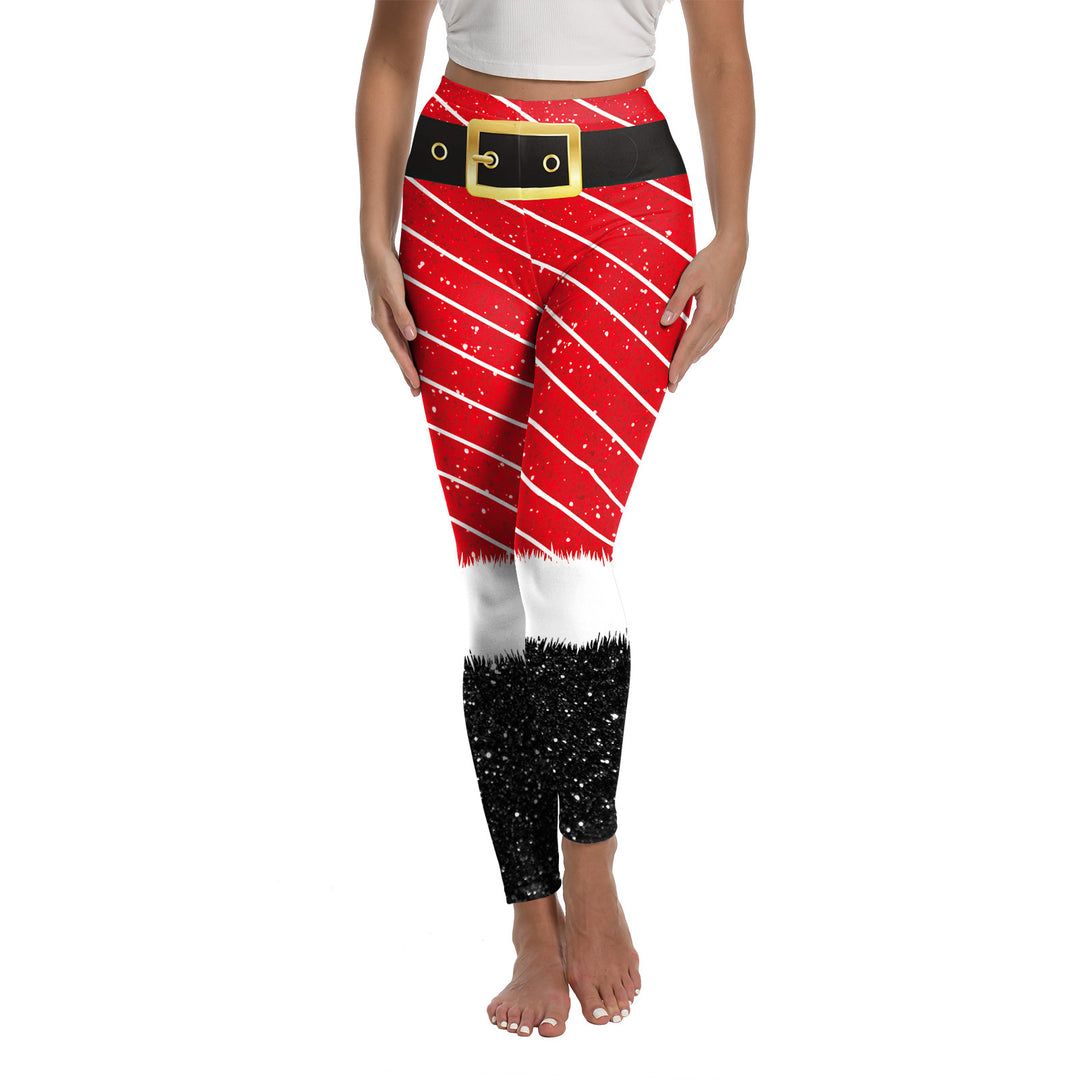 Christmas Printed Sports Yoga Elastic Leggings For Women - Onouthati