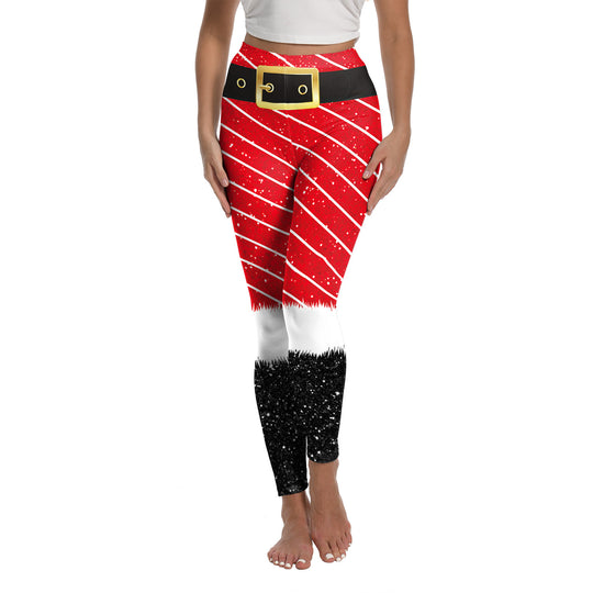 Christmas Printed Sports Yoga Elastic Leggings For Women - Onouthati