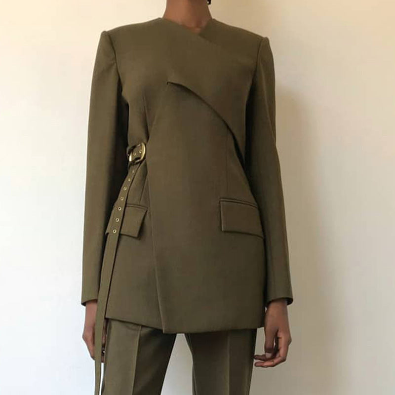 Irregular Cutting Heavy Industry Corns Waist-tight Suit Jacket - Onouthati
