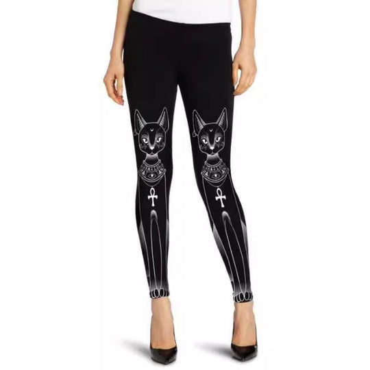 Digital Printing Long-eared Cat Microphone Leggings - Onouthati