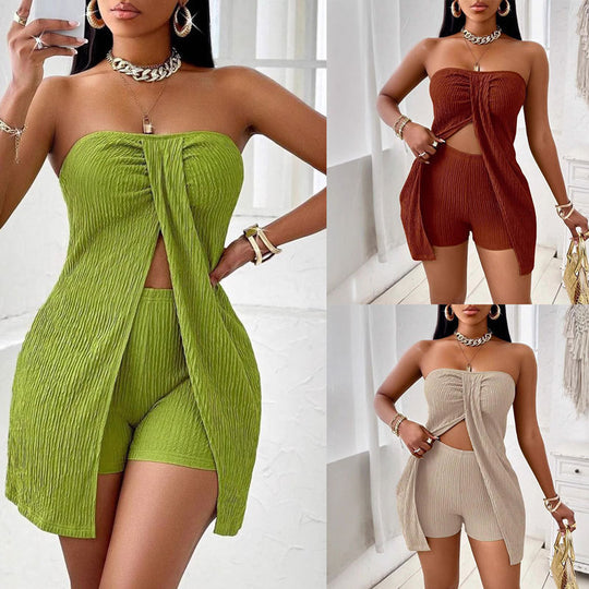 Women's Strapless Bandeau Top Shorts Suit - Onouthati