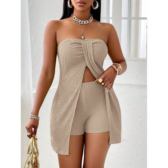 Women's Strapless Bandeau Top Shorts Suit - Onouthati