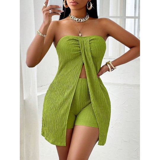 Women's Strapless Bandeau Top Shorts Suit - Onouthati