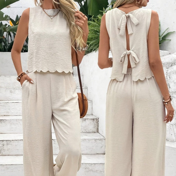 Women's Clothing Sleeveless Vest Casual Trousers Suit - Onouthati