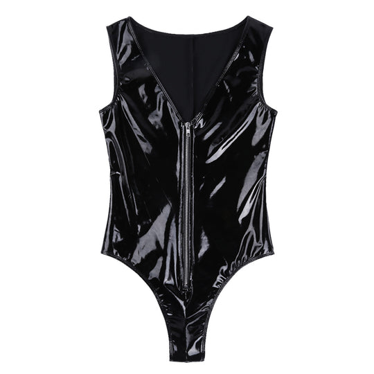 Black Latex Bodysuit Women Body Harness Fetish Clothing - Onouthati