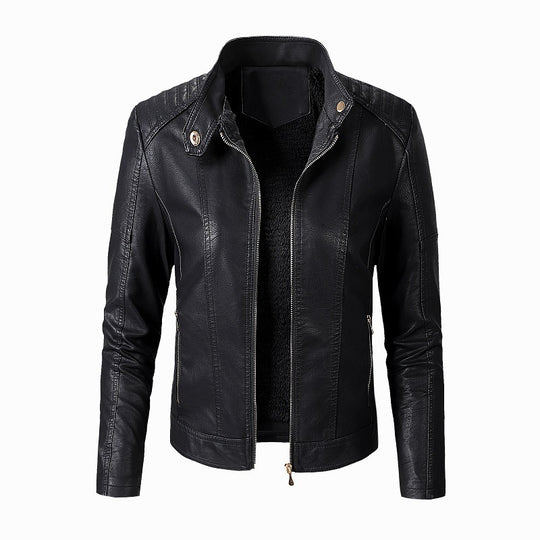 New Women's Leather Jackets Plus Velvet Jackets Fashion PU Ladies Leather Jackets - Onouthati