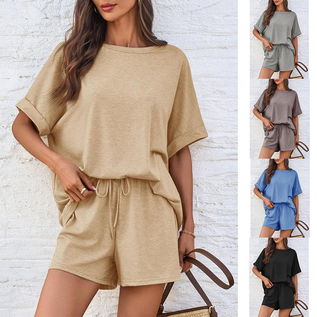 Casual Suit Oversized Short Sleeve T-shirt Drawstring Shorts Casual Wear Sportswear - Onouthati