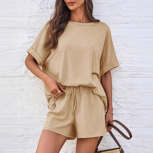 Casual Suit Oversized Short Sleeve T-shirt Drawstring Shorts Casual Wear Sportswear - Onouthati