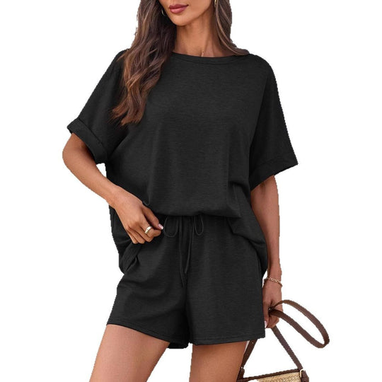 Casual Suit Oversized Short Sleeve T-shirt Drawstring Shorts Casual Wear Sportswear - Onouthati