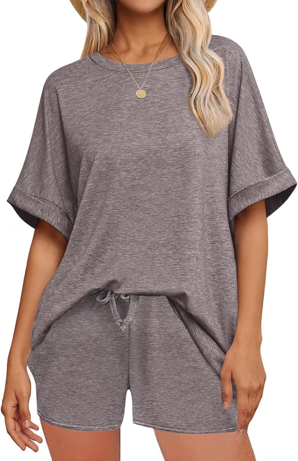Casual Suit Oversized Short Sleeve T-shirt Drawstring Shorts Casual Wear Sportswear - Onouthati