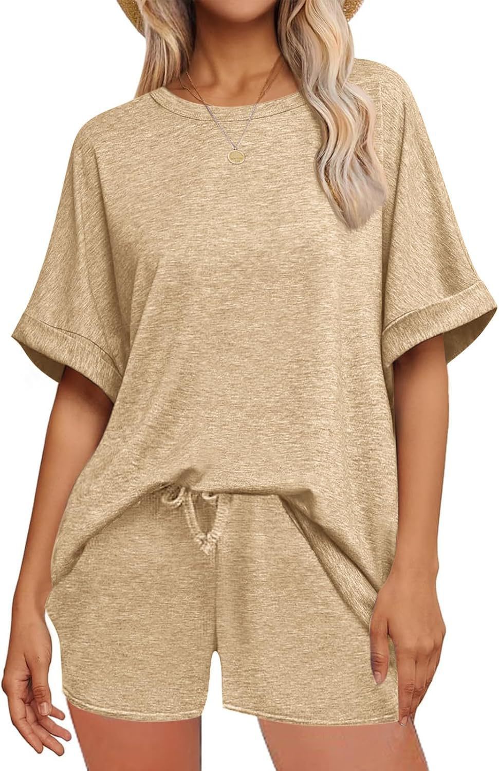 Casual Suit Oversized Short Sleeve T-shirt Drawstring Shorts Casual Wear Sportswear - Onouthati