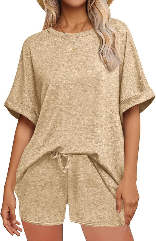 Casual Suit Oversized Short Sleeve T-shirt Drawstring Shorts Casual Wear Sportswear - Onouthati