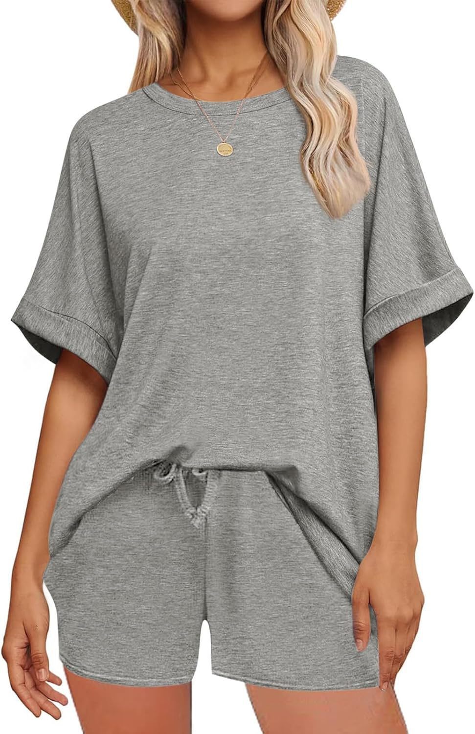 Casual Suit Oversized Short Sleeve T-shirt Drawstring Shorts Casual Wear Sportswear - Onouthati