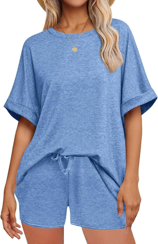Casual Suit Oversized Short Sleeve T-shirt Drawstring Shorts Casual Wear Sportswear - Onouthati