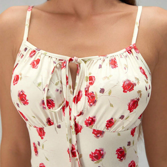 Summer Printed Suspender Split Dress Fashion Slim Lace-up Long Dresses For Women Clothing - Onouthati