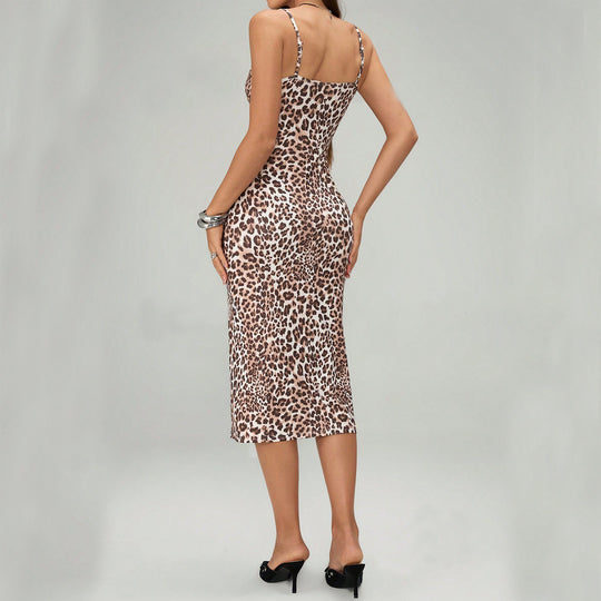 Summer Printed Suspender Split Dress Fashion Slim Lace-up Long Dresses For Women Clothing - Onouthati