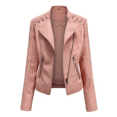 Women's Leather Jackets Women's Short Jackets Slim Thin Leather Jackets Ladies Motorcycle Suits - Onouthati