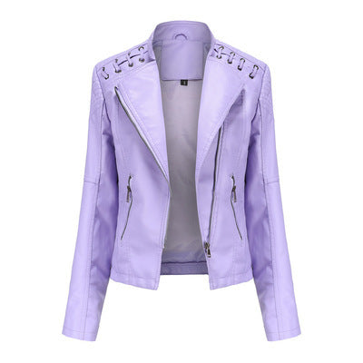 Women's Leather Jackets Women's Short Jackets Slim Thin Leather Jackets Ladies Motorcycle Suits - Onouthati