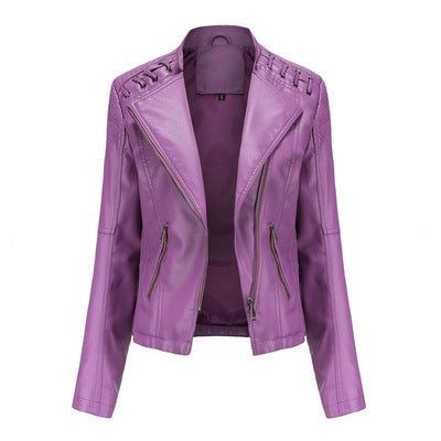 Women's Leather Jackets Women's Short Jackets Slim Thin Leather Jackets Ladies Motorcycle Suits - Onouthati