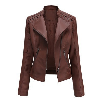 Women's Leather Jackets Women's Short Jackets Slim Thin Leather Jackets Ladies Motorcycle Suits - Onouthati