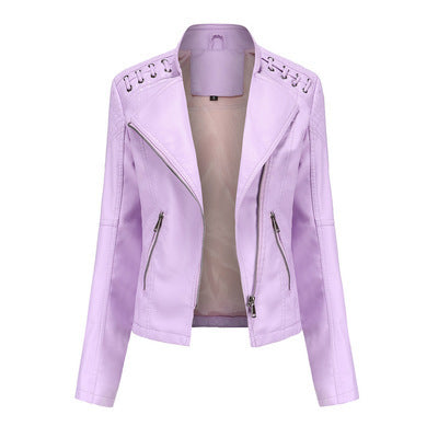 Women's Leather Jackets Women's Short Jackets Slim Thin Leather Jackets Ladies Motorcycle Suits - Onouthati