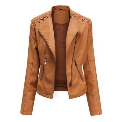 Women's Leather Jackets Women's Short Jackets Slim Thin Leather Jackets Ladies Motorcycle Suits - Onouthati