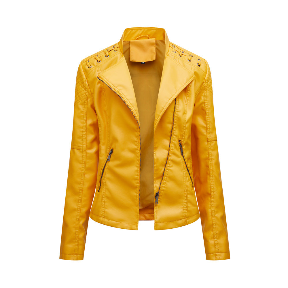 Women's Leather Jackets Women's Short Jackets Slim Thin Leather Jackets Ladies Motorcycle Suits - Onouthati