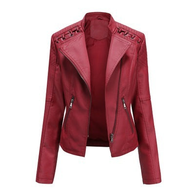 Women's Leather Jackets Women's Short Jackets Slim Thin Leather Jackets Ladies Motorcycle Suits - Onouthati