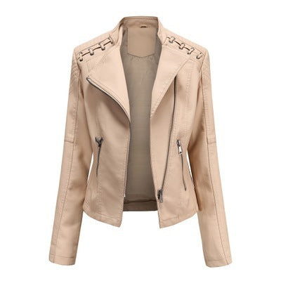 Women's Leather Jackets Women's Short Jackets Slim Thin Leather Jackets Ladies Motorcycle Suits - Onouthati