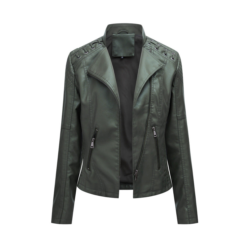 Women's Leather Jackets Women's Short Jackets Slim Thin Leather Jackets Ladies Motorcycle Suits - Onouthati