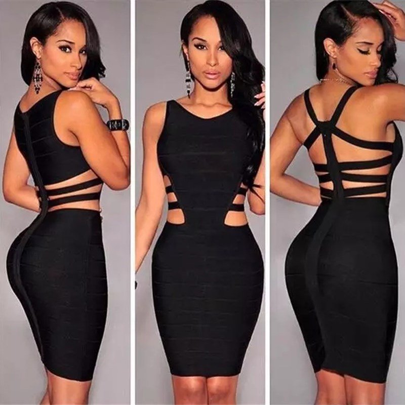 New Bandage Dresses For Women Black Sexy Sleeveless Ladies - Onouthati
