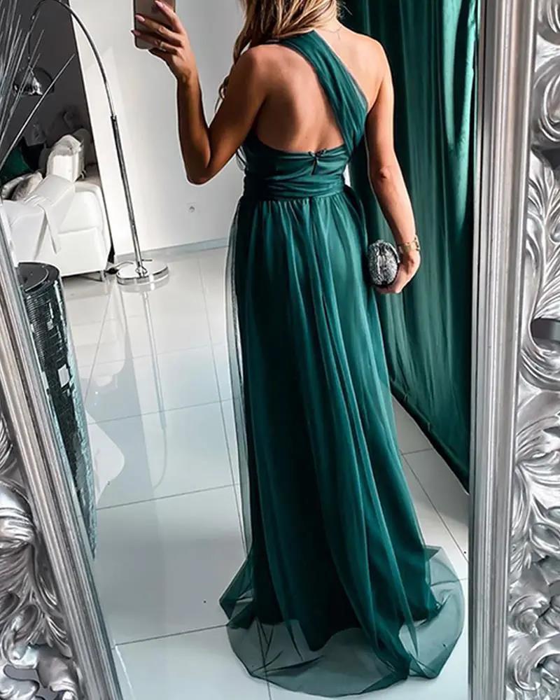 Temperament Commute Foreign Single Solid Color Strap Type Dress - Onouthati
