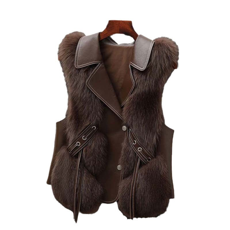 Fur Vests Coat Short Fox Vest - Onouthati