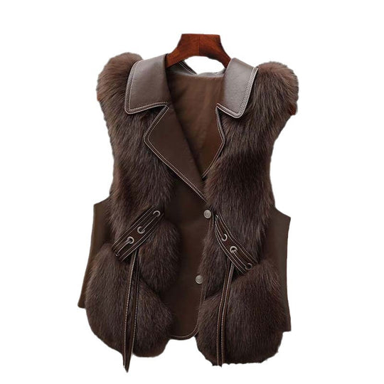 Fur Vests Coat Short Fox Vest - Onouthati