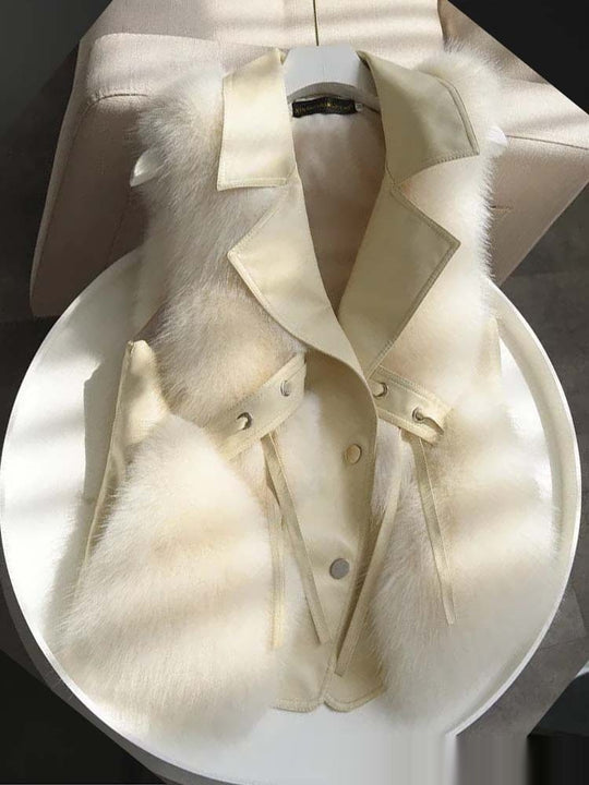 Fur Vests Coat Short Fox Vest - Onouthati