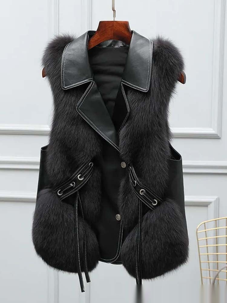 Fur Vests Coat Short Fox Vest - Onouthati