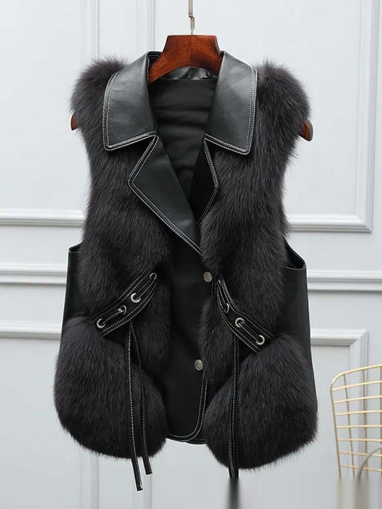 Fur Vests Coat Short Fox Vest - Onouthati